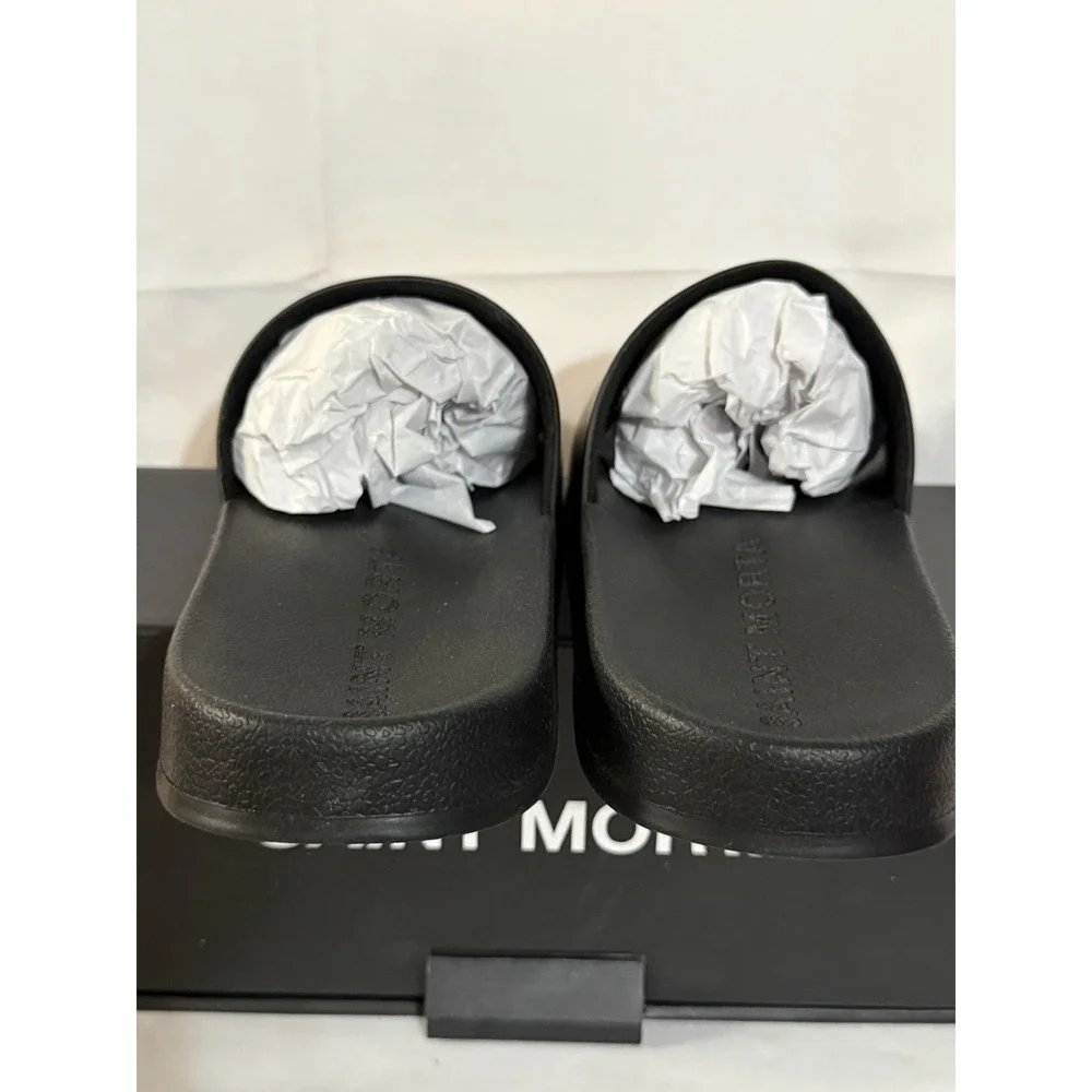 Saint Morta Icarus Slide Black White Logo Sandals Mens 8